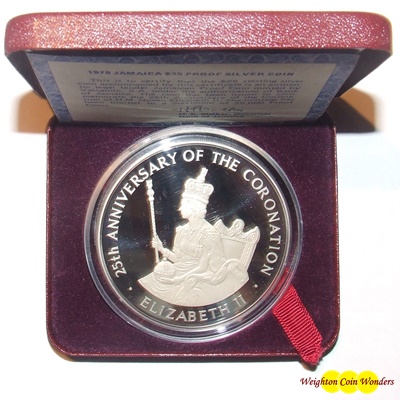 1978 Jamaica $25 Silver Proof Coin - 25th Anniversary Coronation